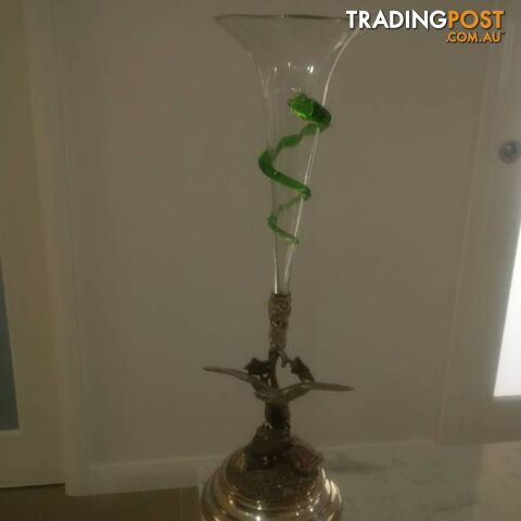 James Deakin Silver Plate Epergne, Late 19th Century, Glass Vase - photo 4 of 10