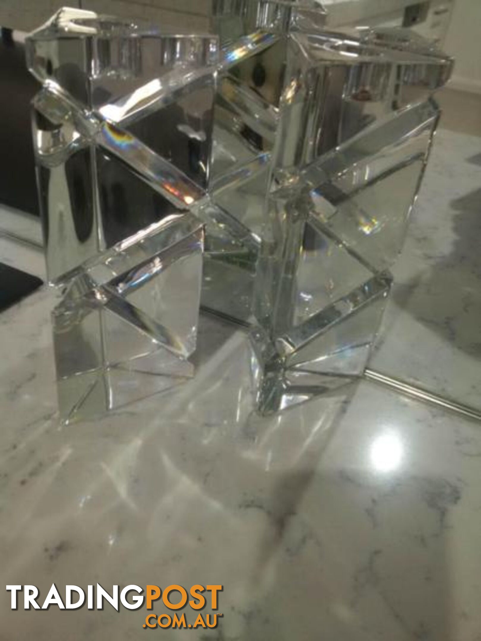 Cut Glass Candlesticks. Art Deco Ornaments - Glass / Brass fr $50