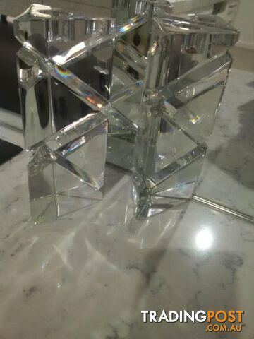 Cut Glass Candlesticks. Art Deco Ornaments - Glass / Brass fr $50