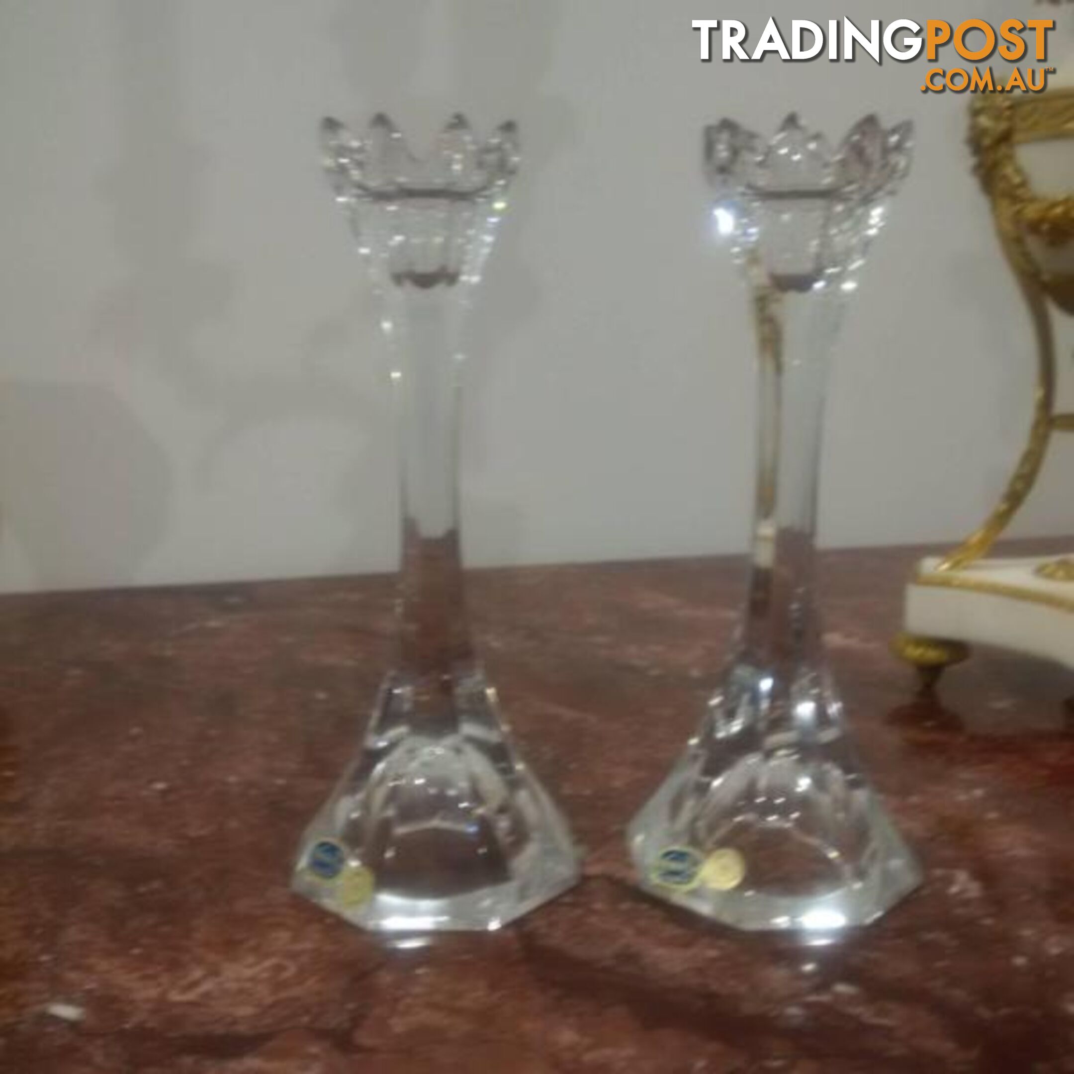 Cut Glass Candlesticks. Art Deco Ornaments - Glass / Brass fr $50