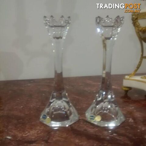 Cut Glass Candlesticks. Art Deco Ornaments - Glass / Brass fr $50