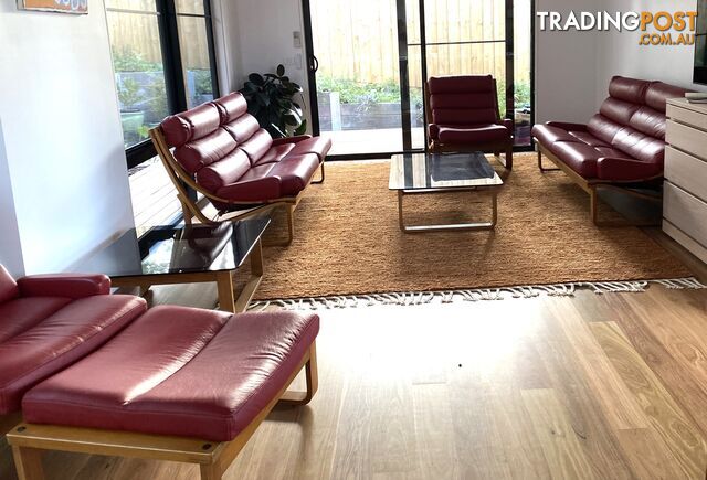 Original Tessa T4 (7 piece) Lounge Suite Reupholstered in Red Leather