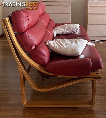 Original Tessa T4 (7 piece) Lounge Suite Reupholstered in Red Leather