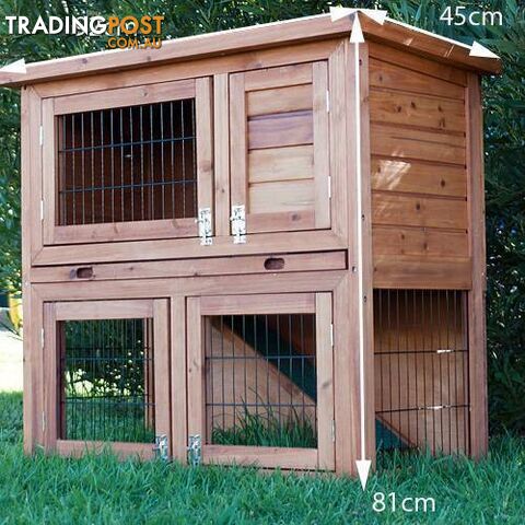 Double Storey Rabbit Guinea Pig Hutch Cage House With Tray Run