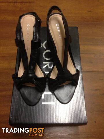 Corelli. Open Toe High Heel Sandals. Black. Frutti. Size 7.