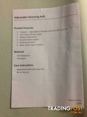 Slimming Belt Adjustable - Slim Away Weight Loss Belt - photo 3 of 7