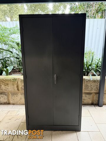 Metal storage cabinet.