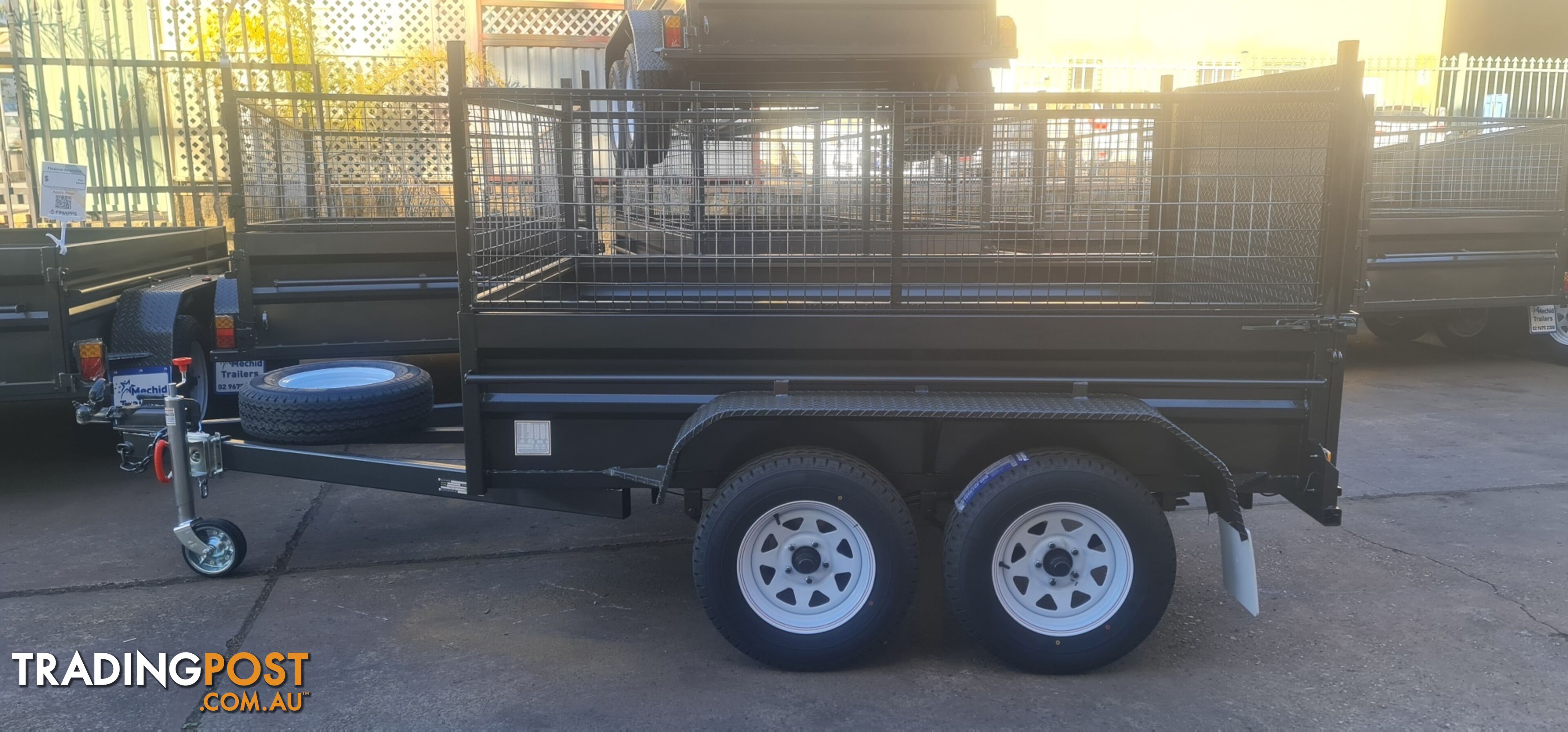 8Ã5 TANDEM BOX TRAILER HIGH SIDE RAMP WITH CAGE 600MM