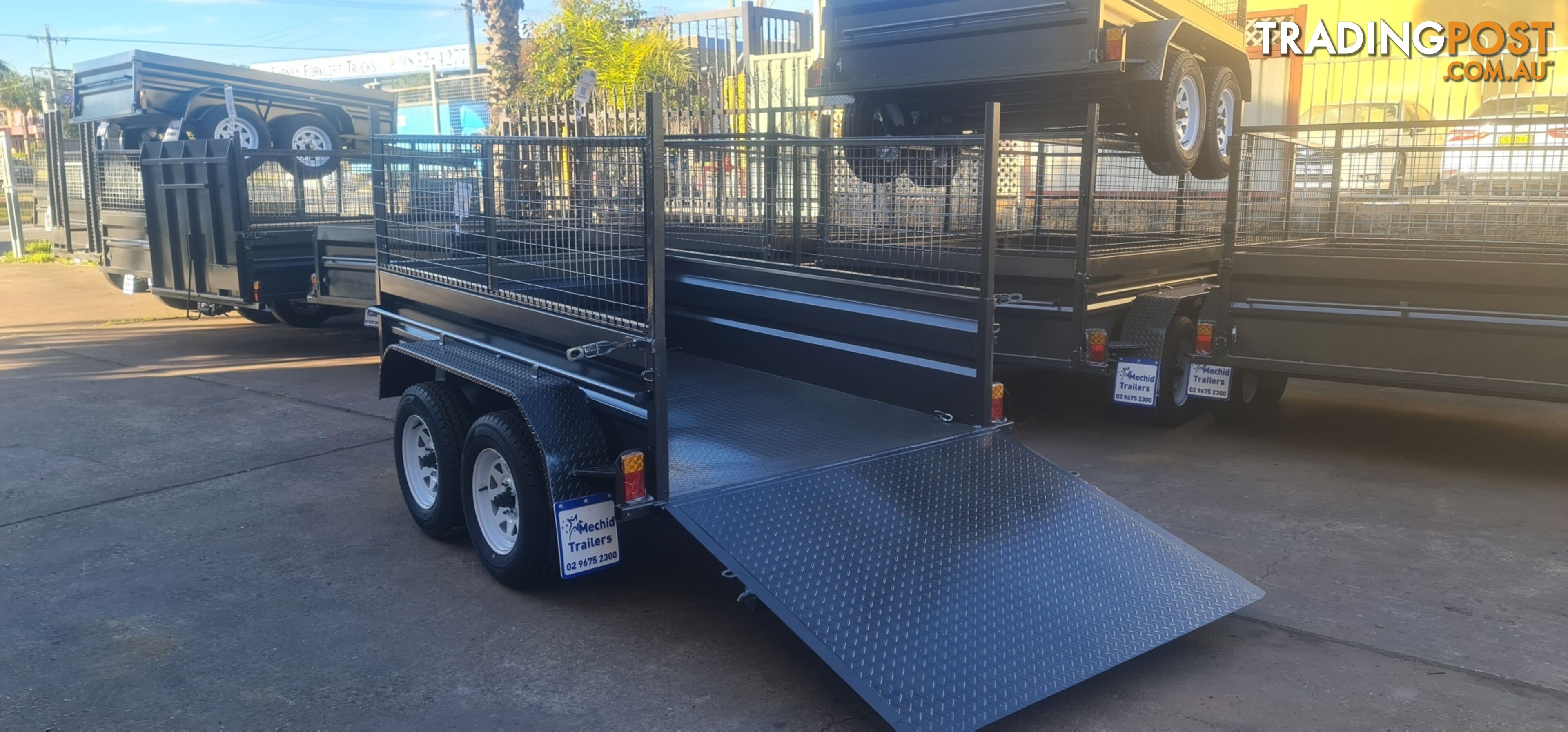 8Ã5 TANDEM BOX TRAILER HIGH SIDE RAMP WITH CAGE 600MM