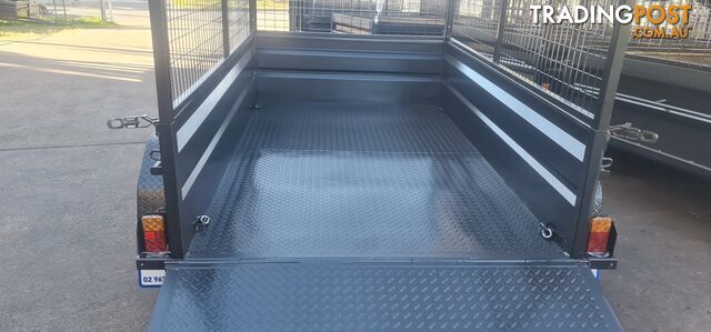 8Ã5 TANDEM BOX TRAILER HIGH SIDE RAMP WITH CAGE 600MM