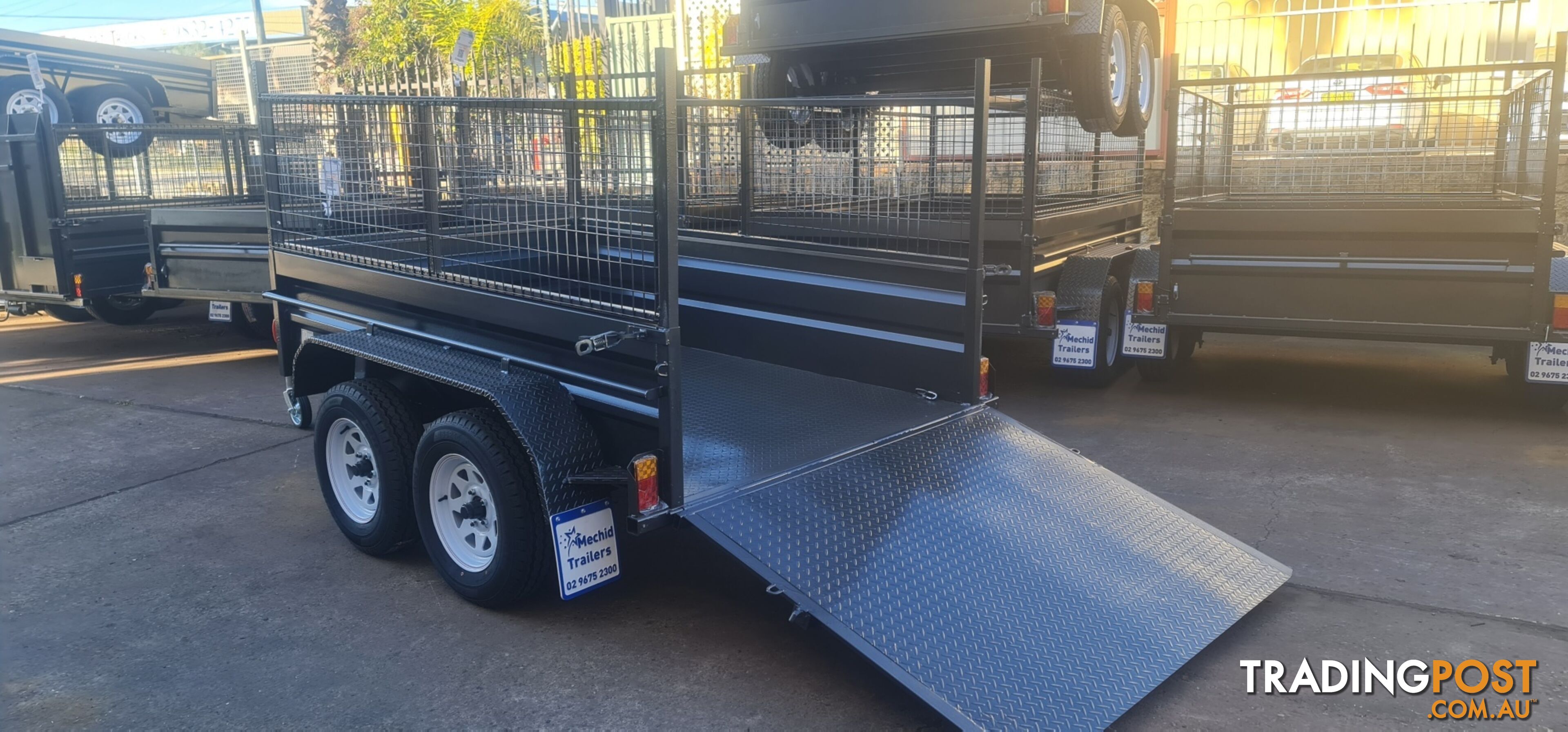 8Ã5 TANDEM BOX TRAILER HIGH SIDE RAMP WITH CAGE 600MM