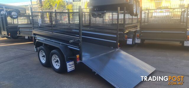 8Ã5 TANDEM BOX TRAILER HIGH SIDE RAMP WITH CAGE 600MM