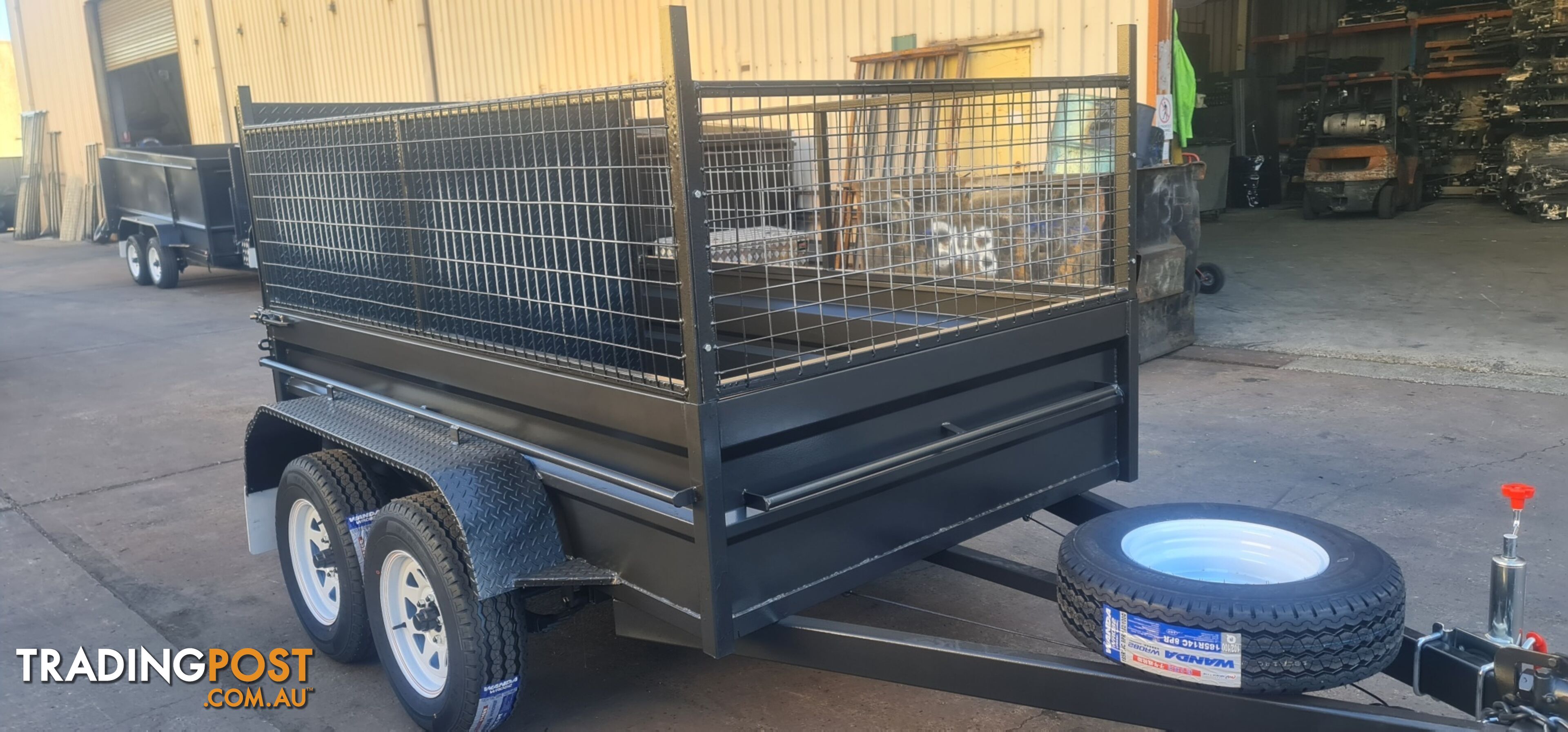 8Ã5 TANDEM BOX TRAILER HIGH SIDE RAMP WITH CAGE 600MM