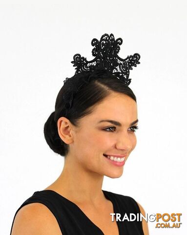 JENDI Black Lace Headband Fascinator