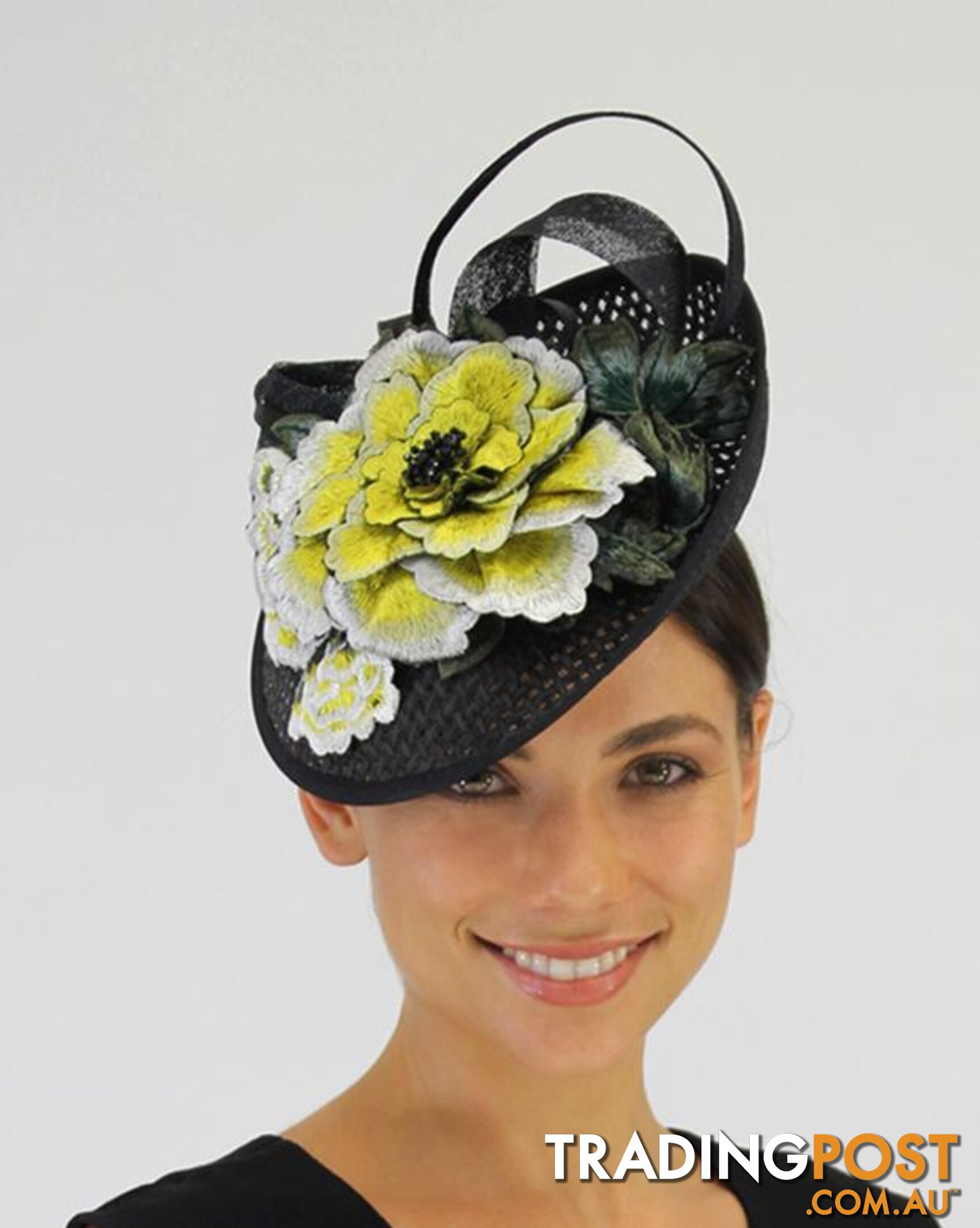 JENDI Yellow Embroidered Flower Fascinator