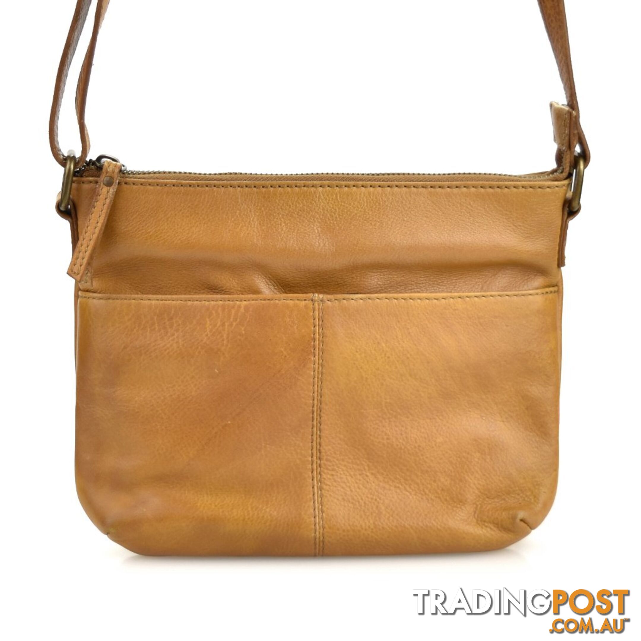 JENDI Tan Leather Side Bag