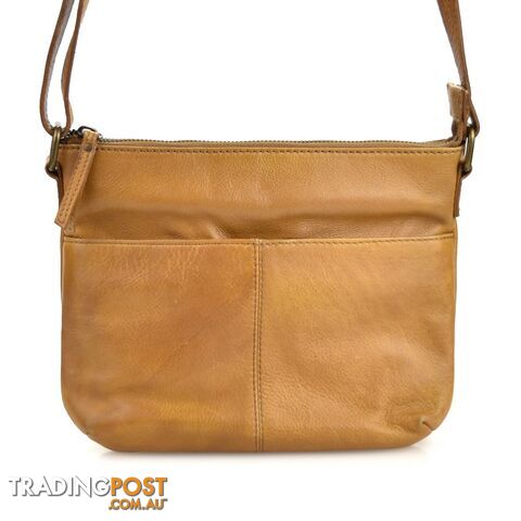 JENDI Tan Leather Side Bag