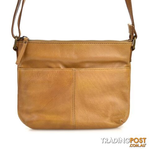 JENDI Tan Leather Side Bag