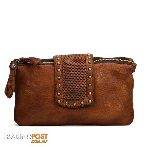 KOMPANERO Flair Cognac Crossbody Clutch