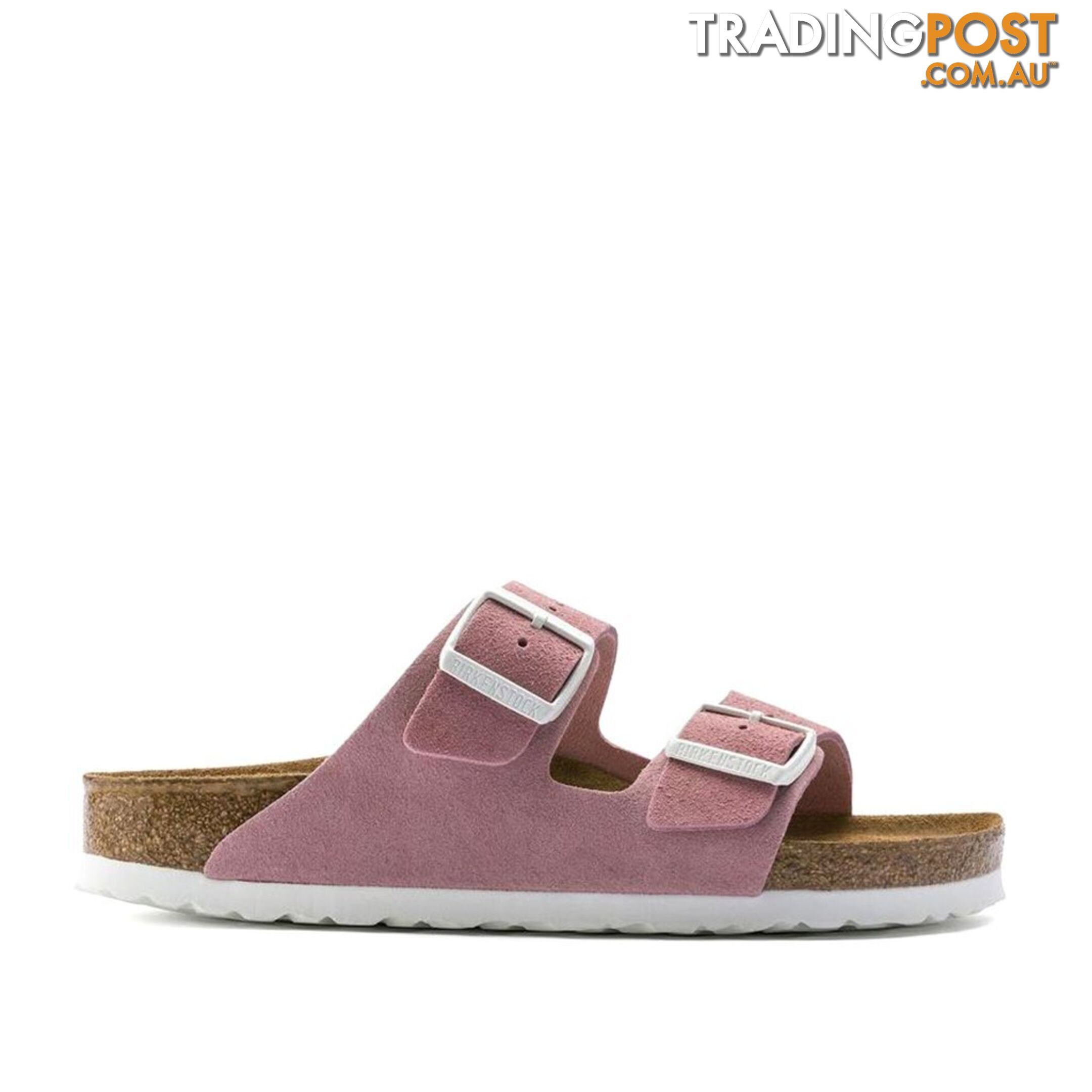 BIRKENSTOCK Arizona Rose Suede Leather (White Buckle) Soft Footbed