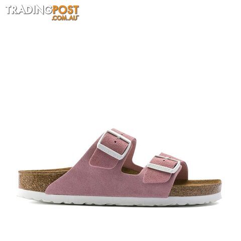 BIRKENSTOCK Arizona Rose Suede Leather (White Buckle) Soft Footbed