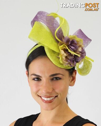 JENDI Zest & Lavender Ruffled Flower Fascinator