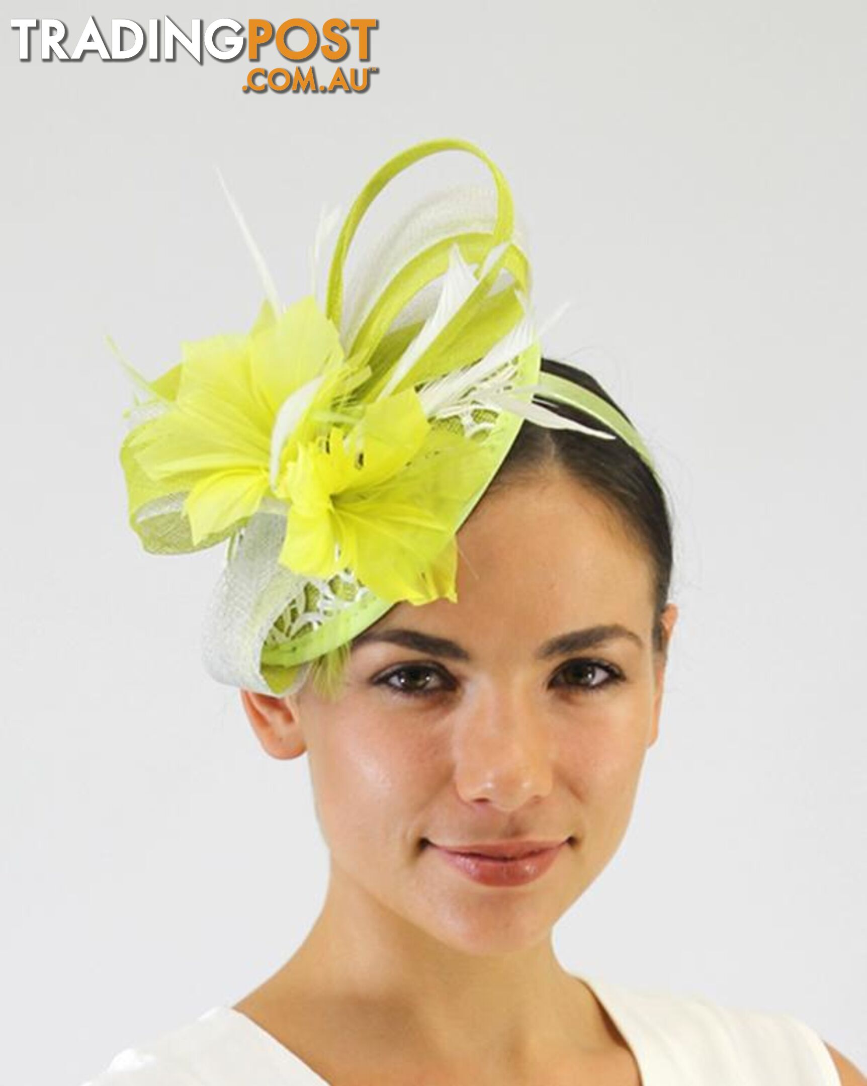 JENDI Citrus Lace & Feather Fascinator