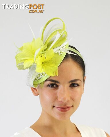 JENDI Citrus Lace & Feather Fascinator