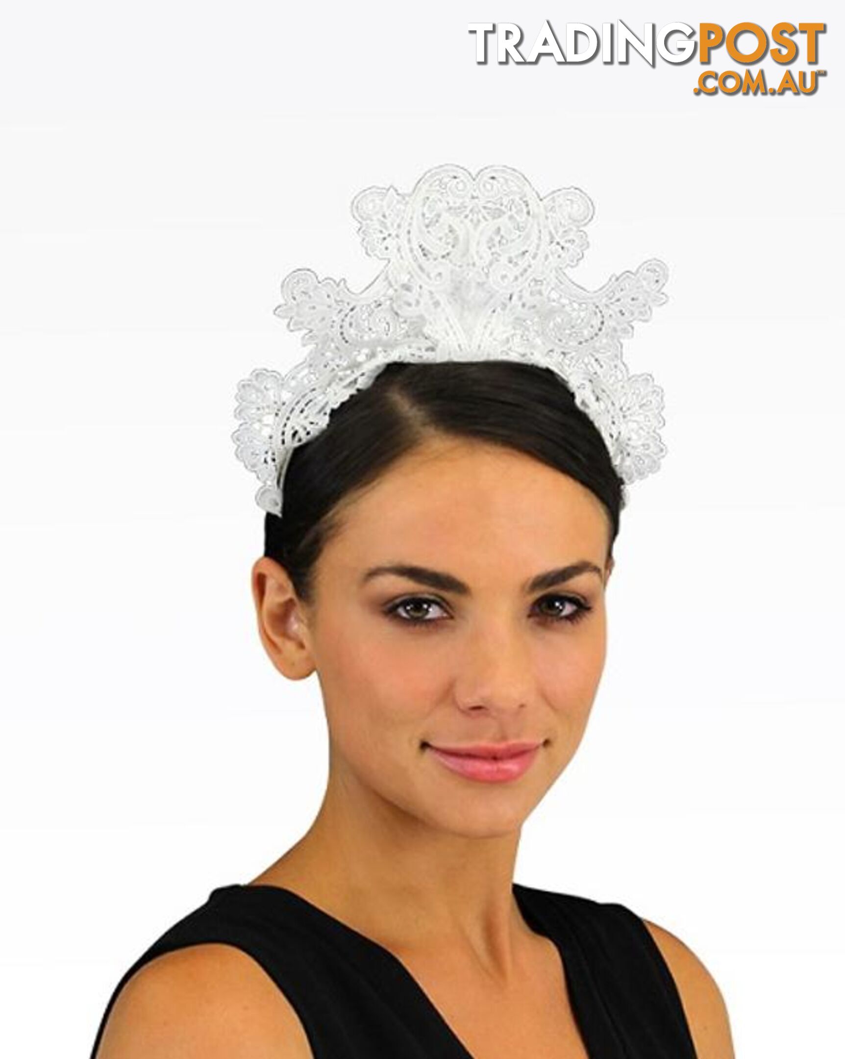 JENDI White Lace Headband Fascinator