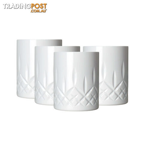 D-Still 295ml Unbreakable White Diamond Cut Rocks Glass, Set of 4