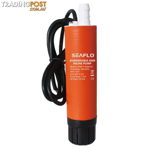 SEAFLO - 500 GPH Submersible/Inline Combo 12V Water Pump. SFSP1-G500-02A