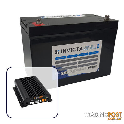 Invicta 12V 100Ah Lithium Battery with Bluetooth + BMPRO 30A 12V DC to DC...