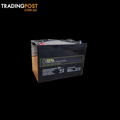 Zeal 12V 105Ah AGM Deep Cycle Battery