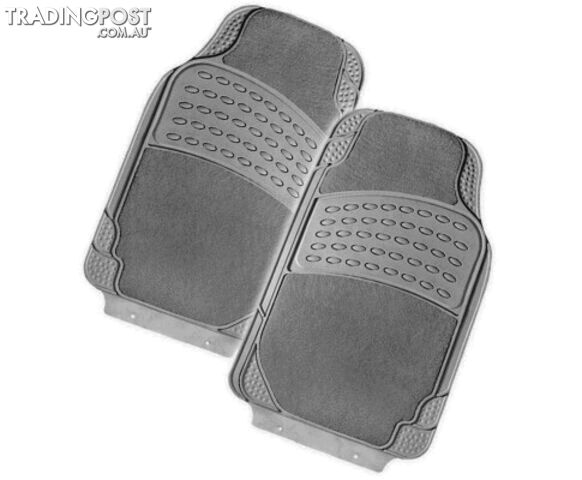DZ Colossus 2-Piece Rubber/Carpet Car Mat - Grey