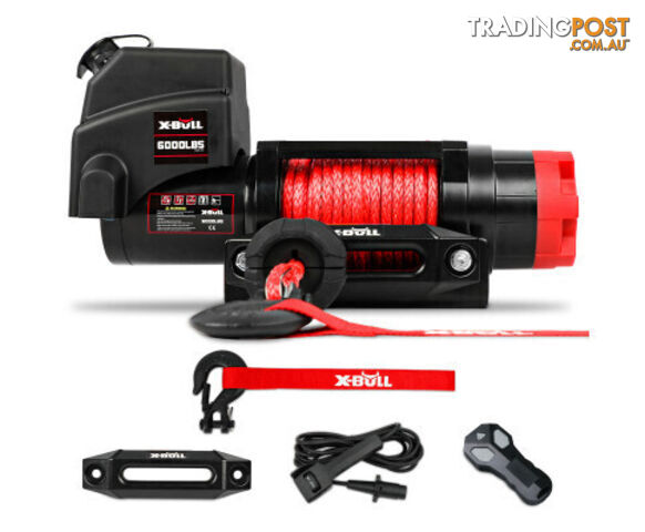 X-BULL 6000LBS 12V Synthetic Rope Wireless Remote Electric Winch