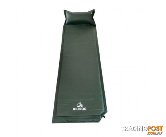 KILIROO Single Inflating Camping Mat with Pillow - Army Green