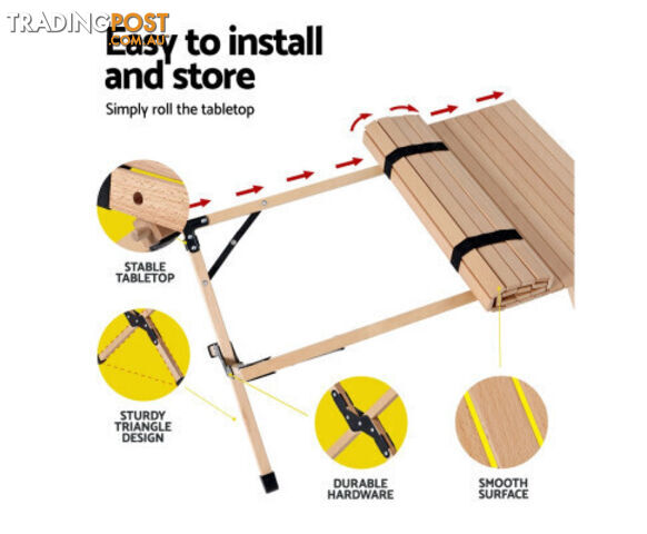 Gardeon Wooden Egg Roll Picnic Table 90CM - photo 4 of 6
