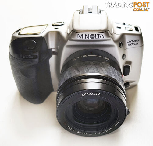 Vintage Minolta Dynax 500si 35mm SLR plus Minolta 35-80mm/4-5.6 AF Lens