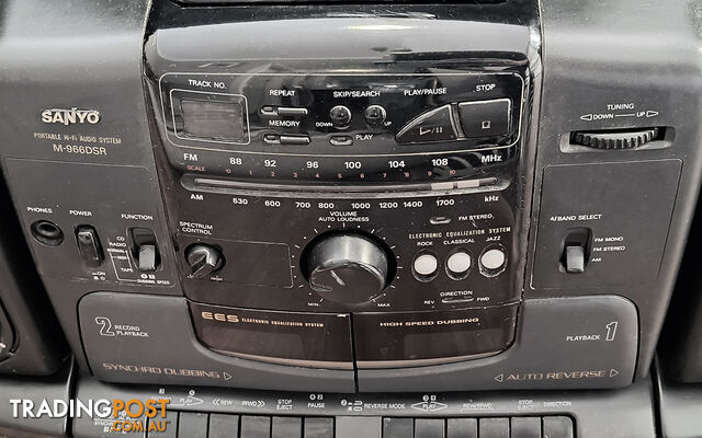 Vintage Sanyo M-966DSR Stereo Cassette Player - Boom Box - Massive - photo 2 of 2