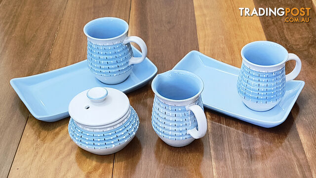 Vintage Denby "Burlington" Breakfast Set (Mug & Plate x2 /Sugar/Creamer)