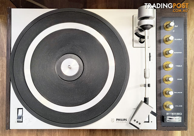 Vintage Philips 22 GF-808 Stereo Record Player + new Pyle PSMSP6WH Speakers - photo 2 of 3