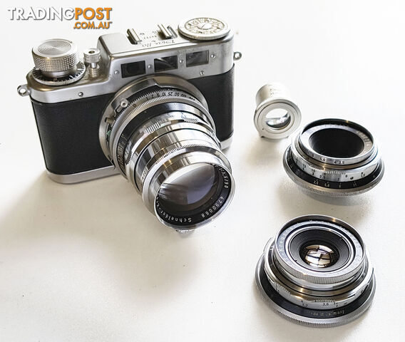 Vintage Diax IIa 35mm Rangefinder Camera with 3 Lenses and Finder