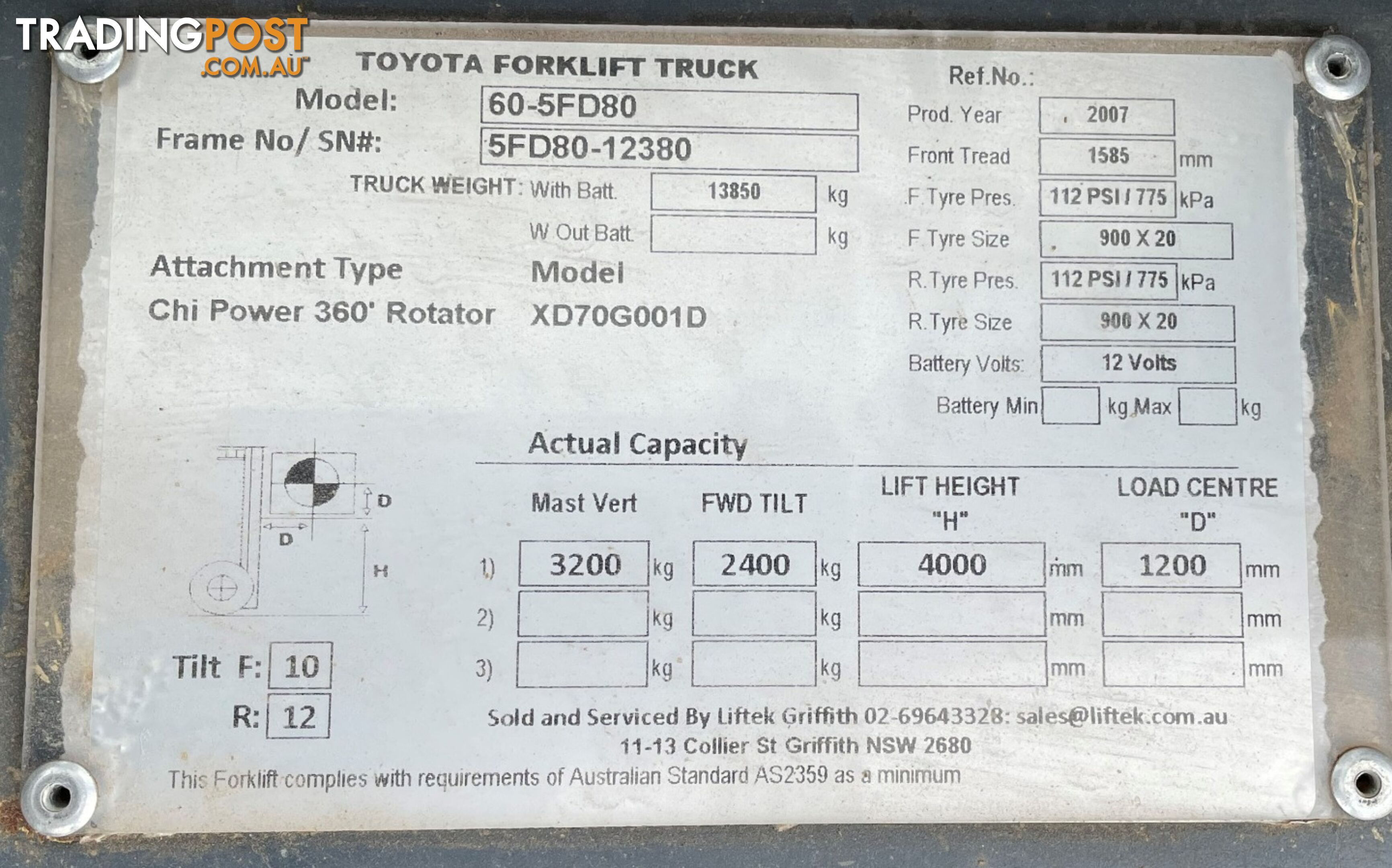 Used Toyota 8.0TON Forklift