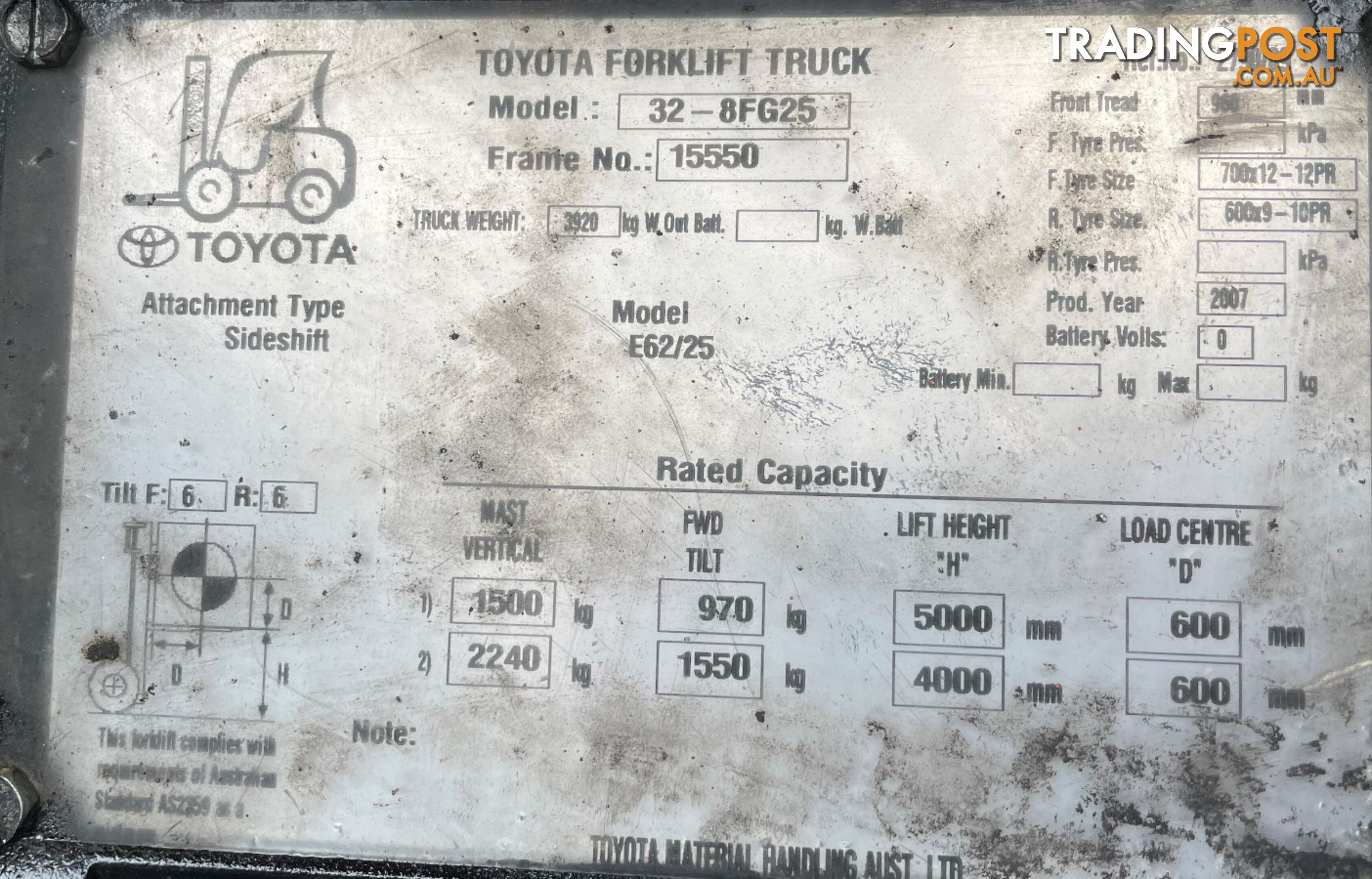 Used Toyota 2.5TON Forklift For Sale