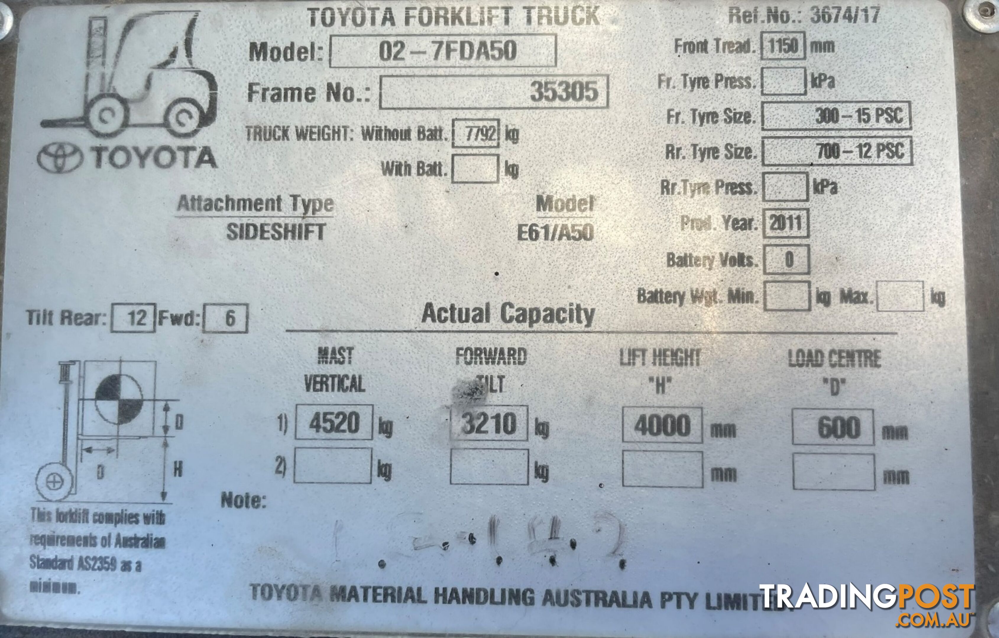 Used Toyota 5.0TON Forklift For Sale