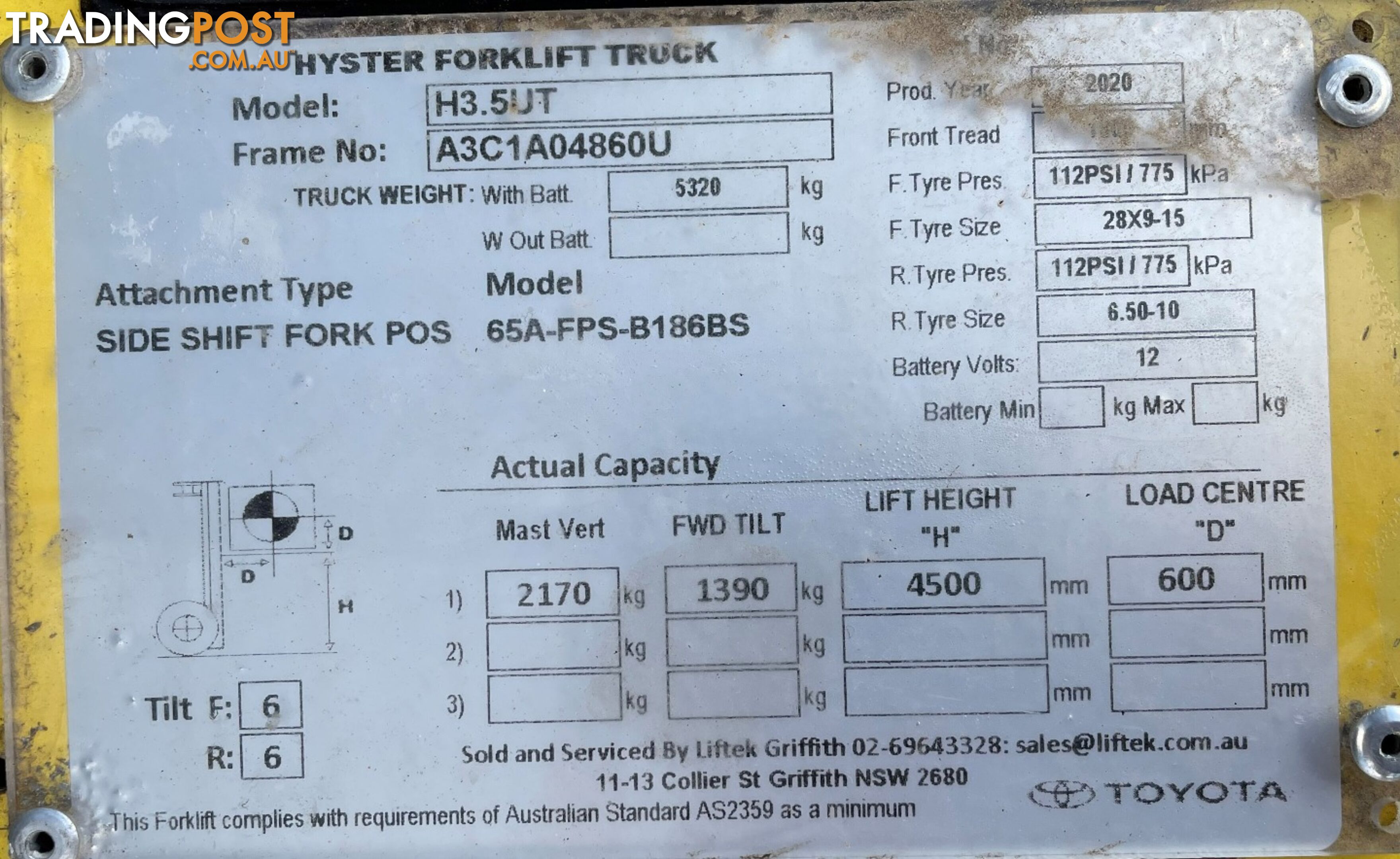 Used Hyster 3.5TON Forklift For Sale