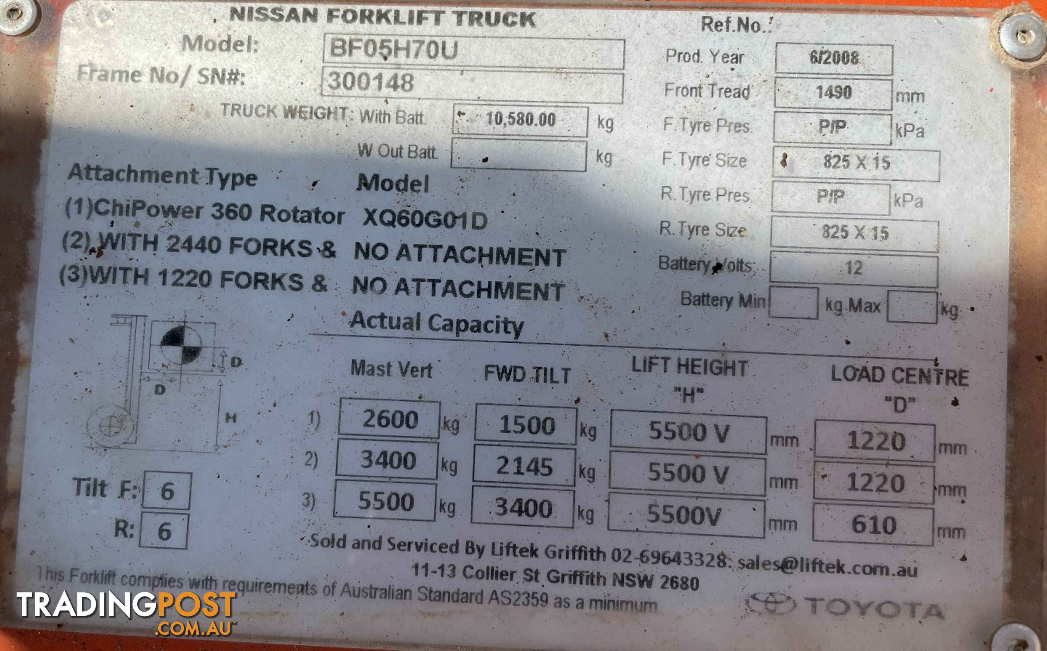 Used Nissan 7.0TON Forklift For Sale