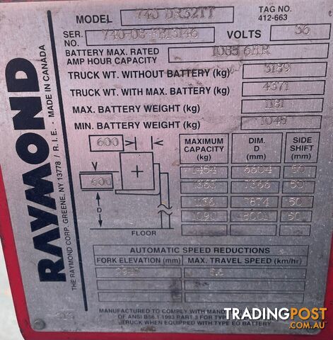 Used Raymond BT Reach Truck For Sale