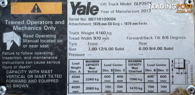 Used Yale 2.5TON Forklift For Sale