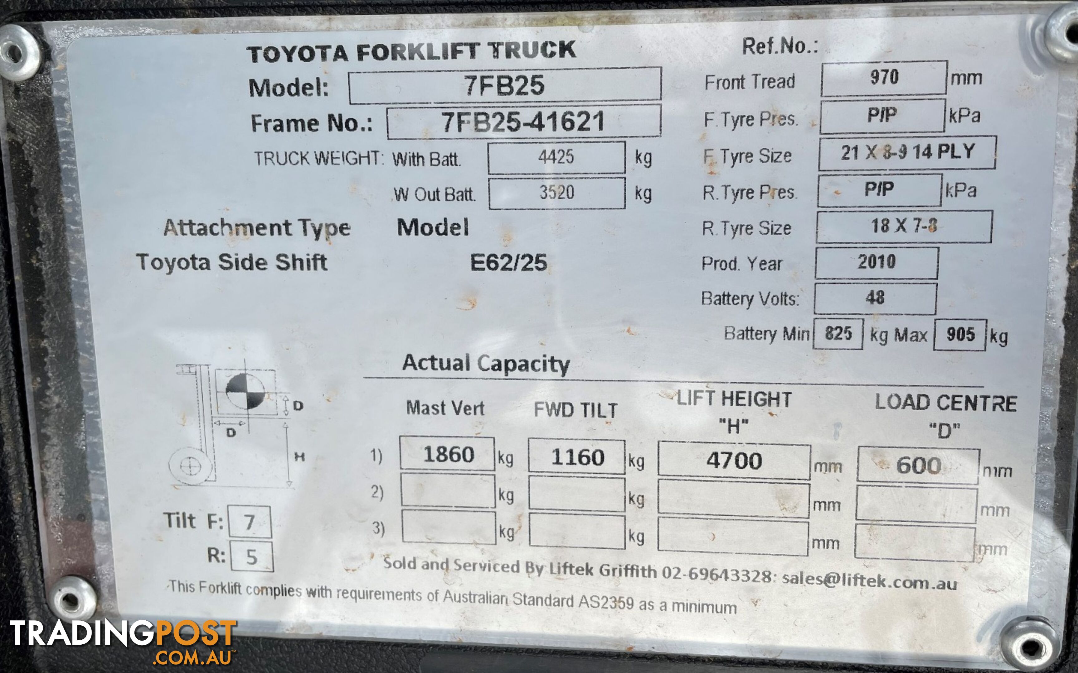 Used Toyota 7FB25 Forklift For Sale